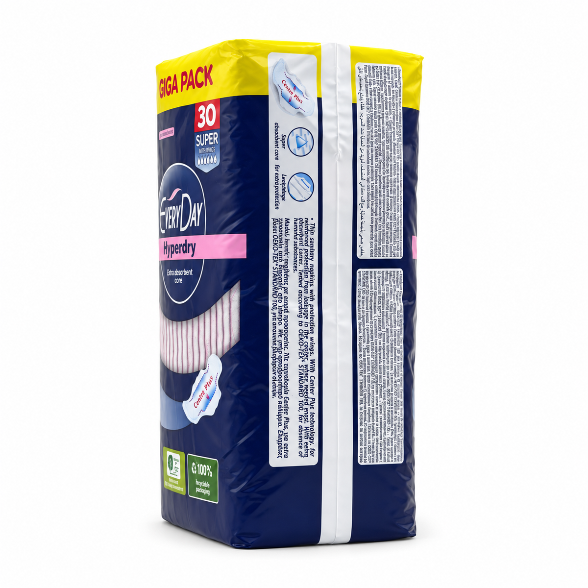 EveryDay Hyperdry Super Ultra Plus Sanitary Pads Giga Pack 30 Pieces - إفري داي هايبر دراي سوبر ألترا بلس فوط صحية بالأجنحة عبوة كبيرة ٣٠ فوطة