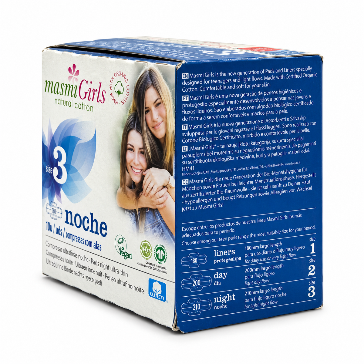 Masmi Girls Ultra-Thin Night Pads With Wings Size 3 10 Pieces - ماسمي جيرلز فوط صحية ليلية فائقة الرقة بالأجنحة مقاس ٣ عدد ١٠ فوط