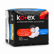 Kotex Ultrathin Normal Sanitary Pads With Wings 10 Pieces - كوتكس فوط صحية ألترا رفيعة عادية بالأجنحة ١٠ فوط