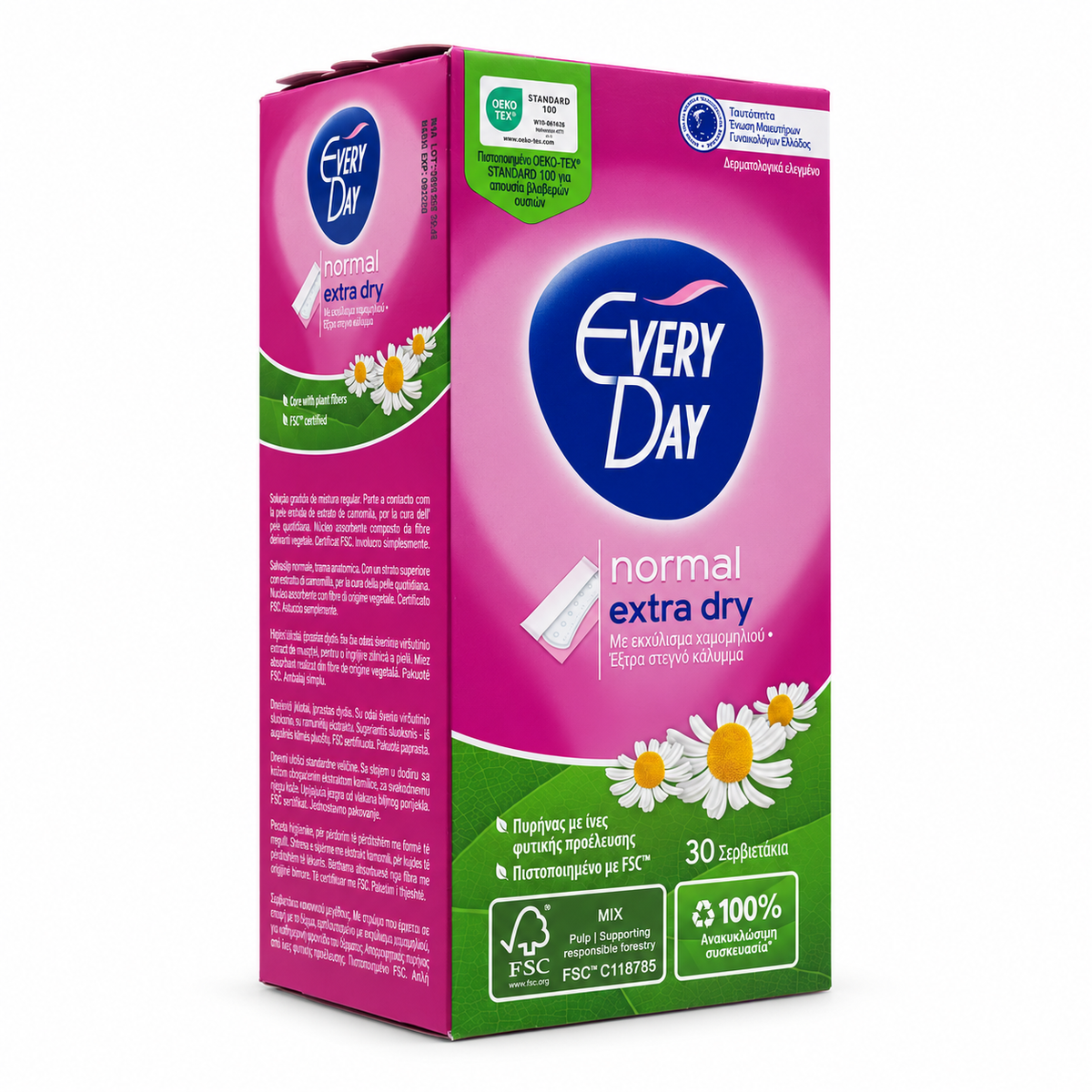 EveryDay Normal Extra Dry Pantyliners 30 Pieces - إفري داي نورمال إكسترا دراي فوط يومية بالمقاس العادي ٣٠ فوطة
