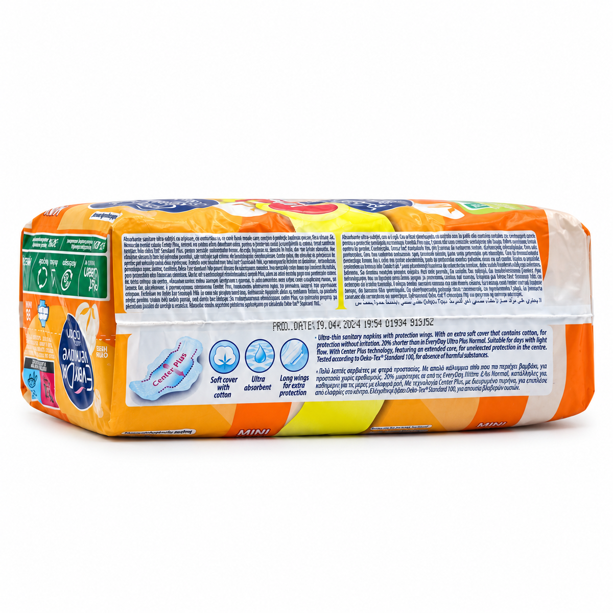 EveryDay Sensitive With Cotton Ultra-Thin Sanitary Pads Value Pack 18 Pieces - إفري داي سينسيتيف فوط صحية رفيعة بالأجنحة للتدفق الخفيف عبوة اقتصادية ١٨ فوطة
