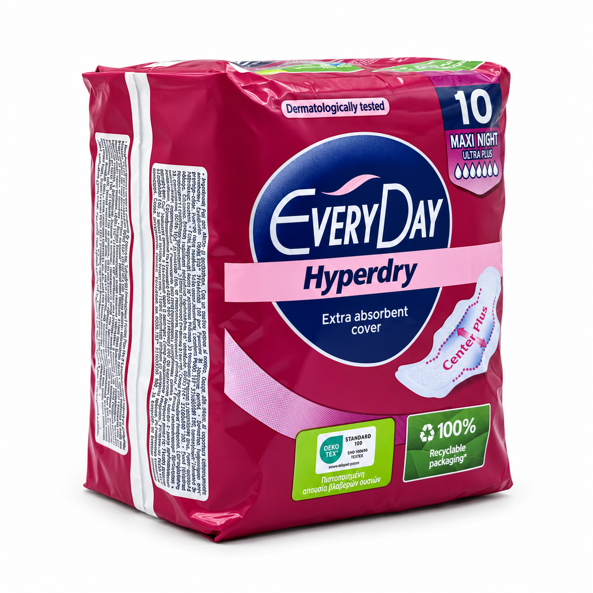 EveryDay Hyperdry Maxi Night Ultra Plus Sanitary Pads 10 Pieces - إفري داي هايبر دراي ماكسي نايت ألترا بلس فوط صحية ليلية بالأجنحة ١٠ فوط