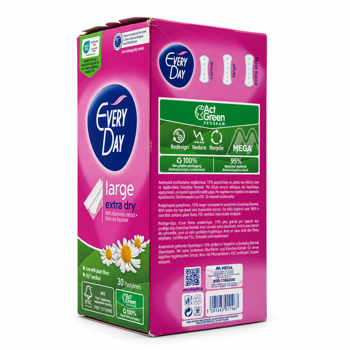 EveryDay Large Extra Dry Pantyliners 30 Pieces - إفري داي لارج إكسترا دراي فوط يومية كبيرة ٣٠ فوطة