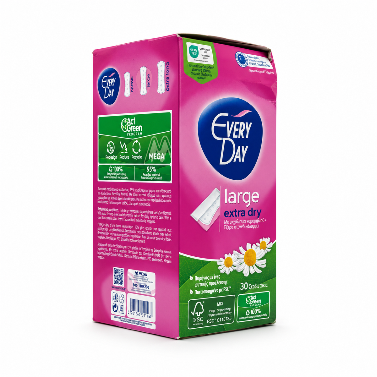 EveryDay Large Extra Dry Pantyliners 30 Pieces - إفري داي لارج إكسترا دراي فوط يومية كبيرة ٣٠ فوطة