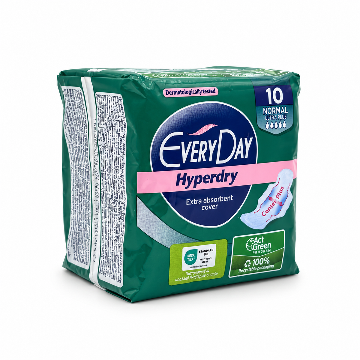 EveryDay Hyperdry Normal Ultra Plus Sanitary Pads 10 Pieces - إفري داي هايبر دراي نورمال ألترا بلس فوط صحية بالأجنحة مقاس عادي ١٠ فوط