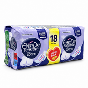 EveryDay Sensitive With Cotton Super Ultra Plus Sanitary Pads Value Pack 18 Pieces - إفري داي سينسيتيف سوبر ألترا بلس فوط صحية بالأجنحة عبوة اقتصادية ١٨ فوطة