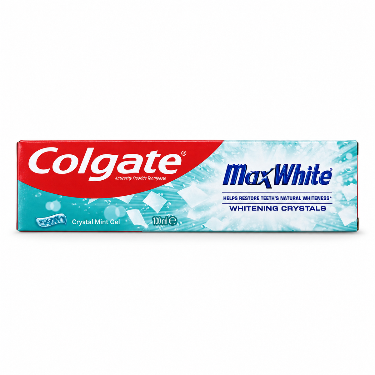 Colgate MaxWhite Crystal Mint Gel Toothpaste 100 ml - كولجيت ماكس وايت كريستال مينت جل معجون أسنان بالنعناع ١٠٠ مل