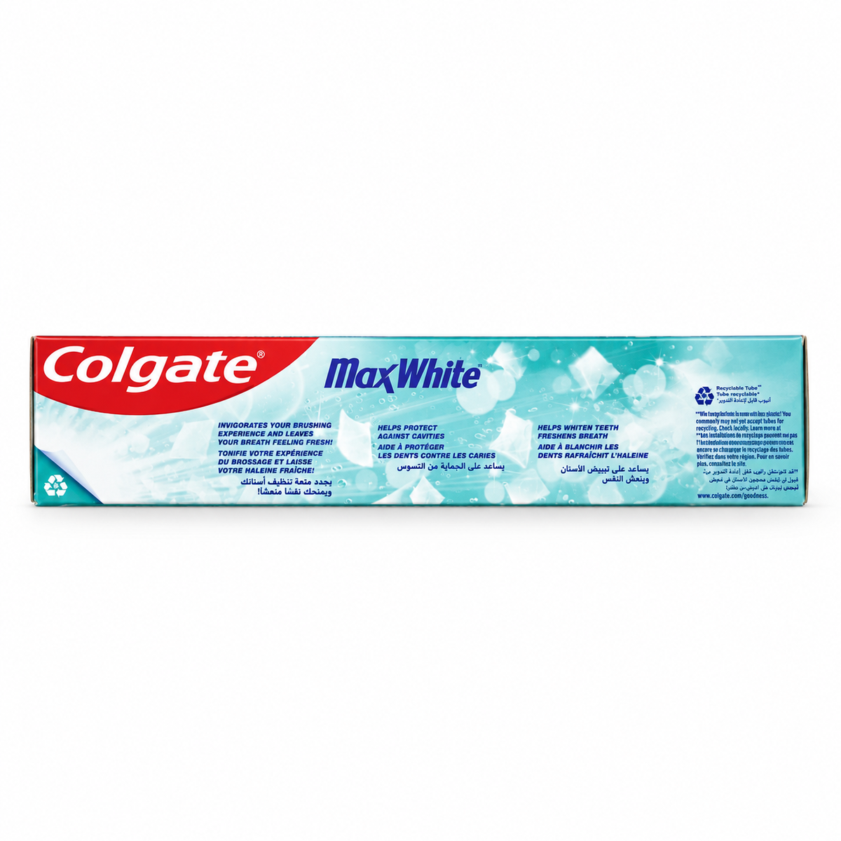 Colgate MaxWhite Crystal Mint Gel Toothpaste 100 ml - كولجيت ماكس وايت كريستال مينت جل معجون أسنان بالنعناع ١٠٠ مل