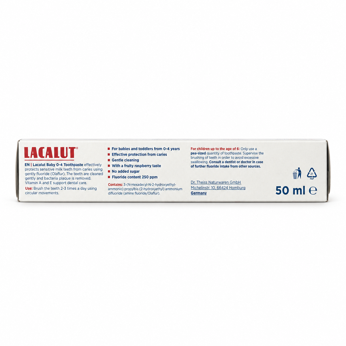 Lacalut Baby Toothpaste 0–4 Years 50 ml- لاكالوت بيبي معجون أسنان للأطفال من الولادة حتى ٤ سنوات ٥٠ مل