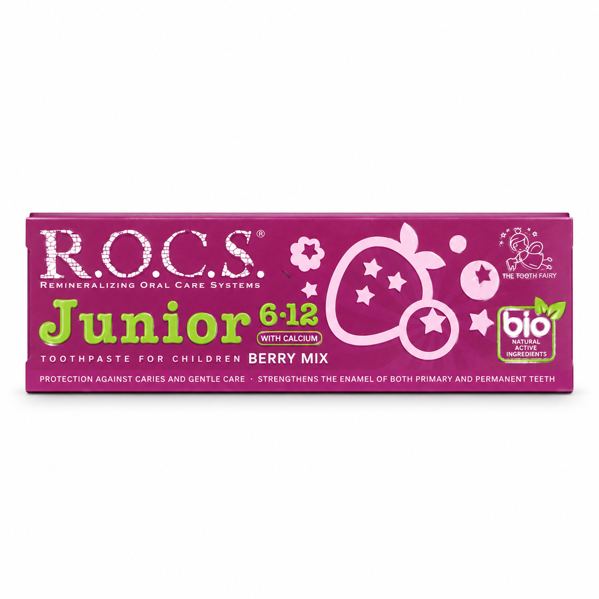 R.O.C.S. Junior Berry Mix Toothpaste 6–12 Years 74g-  روكس جونيور معجون أسنان بمزيج التوت للأطفال من ٦ إلى ١٢ سنة 74 غرام