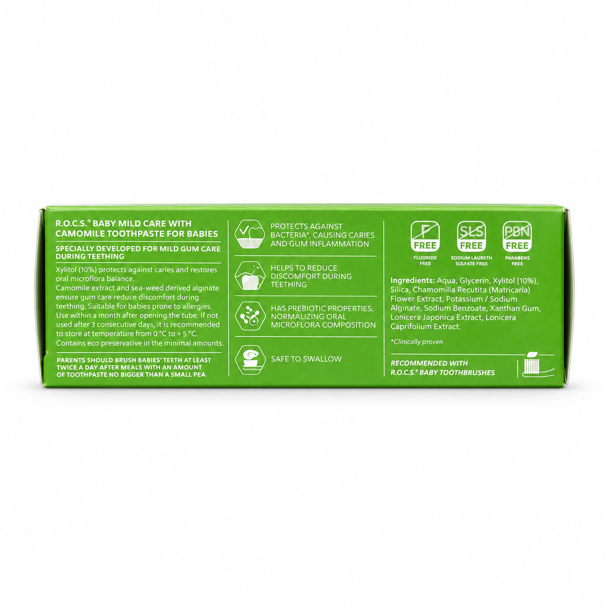 R.O.C.S. Baby Camomile Mild Care Toothpaste 0–3 Years 45 g - روكس بيبي كاموميل مايلد كير معجون أسنان بالبابونج من الولادة حتى ٣ سنوات ٤٥ غرام