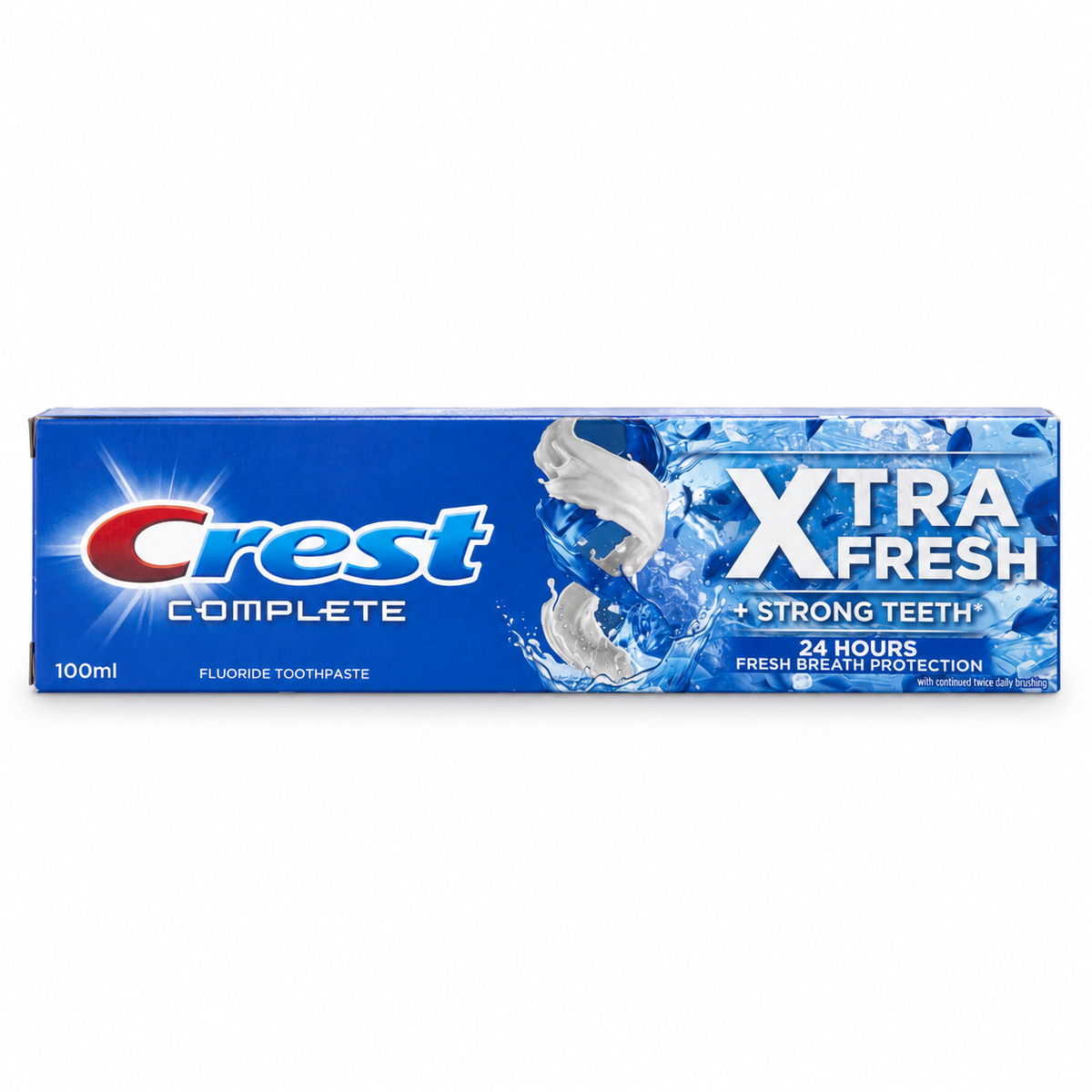 Crest Complete Extra Fresh + Strong Teeth Toothpaste 100 ml- كرست كومبليت إكسترا فريش معجون أسنان لانتعاش زائد وأسنان قوية ١٠٠ مل