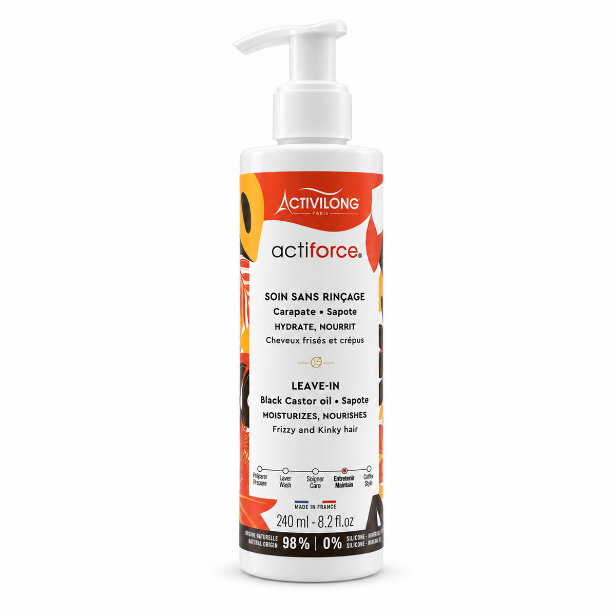 Activilong Actiforce Leave-In Black Castor Oil & Sapote 240 ml- أكتيفيلونغ أكتيفورس كريم دون شطف بزيت الخروع الأسود والسابوت ٢٤٠ مل