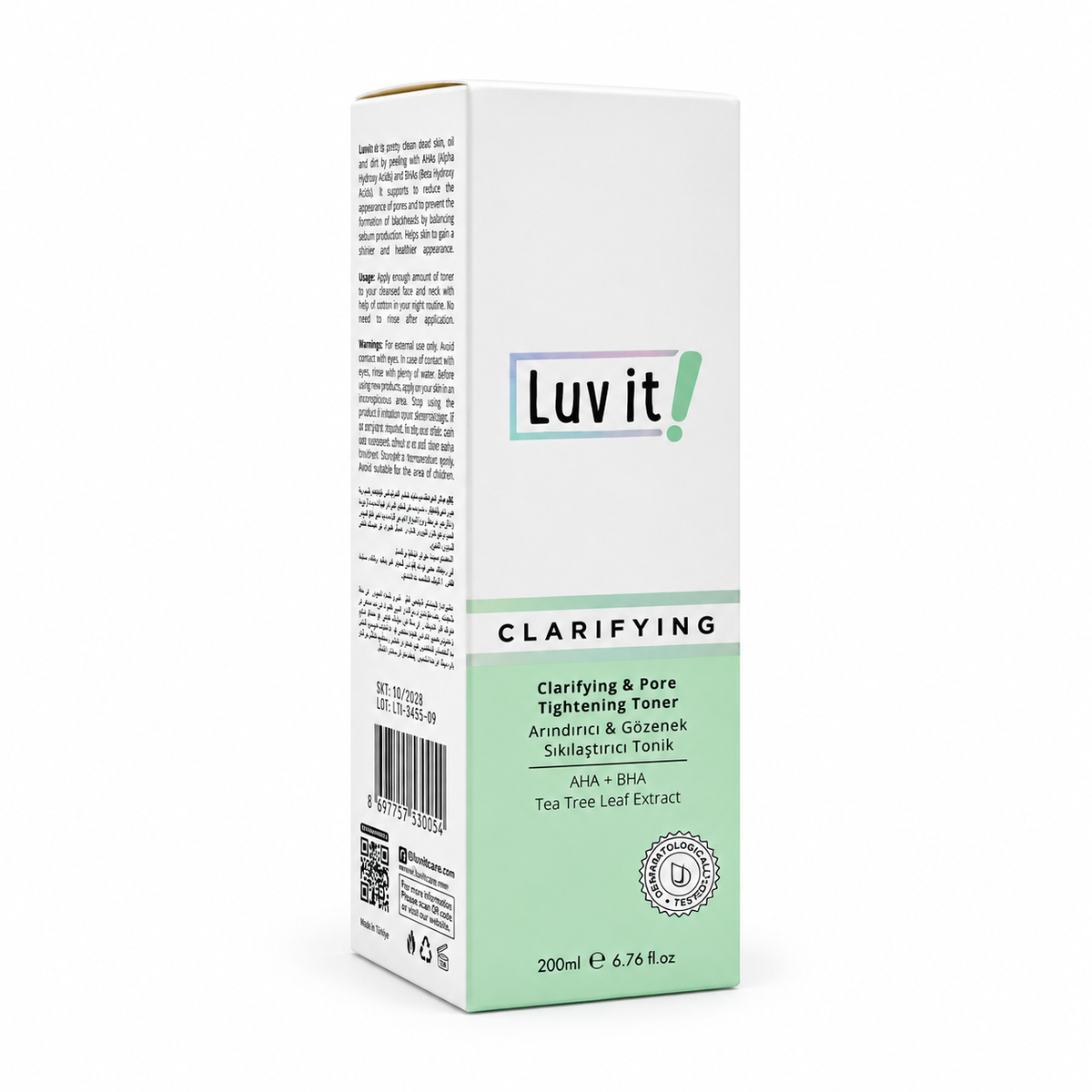 Luv it Clarifying & Pore Tightening Toner AHA + BHA 200 ml - لاف إت تونر تنقية البشرة وتقليل مظهر المسام بأحماض ألفا وبيتا هيدروكسي ٢٠٠ مل