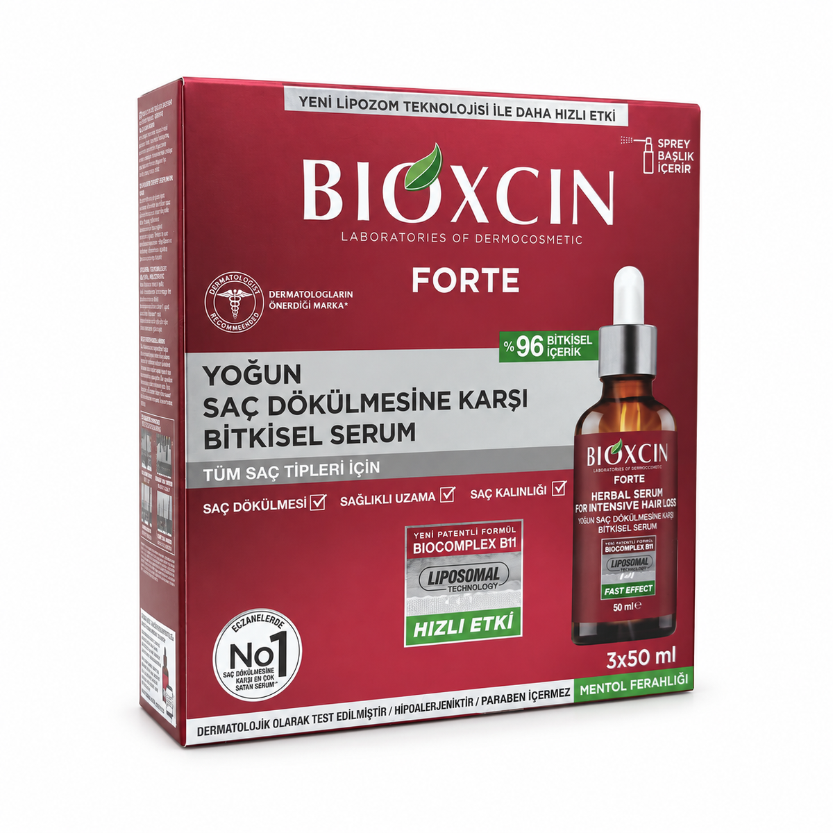 Bioxcin Forte Herbal Serum for Intensive Hair Loss 3 x 50 ml - بيوكسين فورت سيروم عشبي لتساقط الشعر الشديد ٣ عبوات سعة ٥٠ مل لكل عبوة