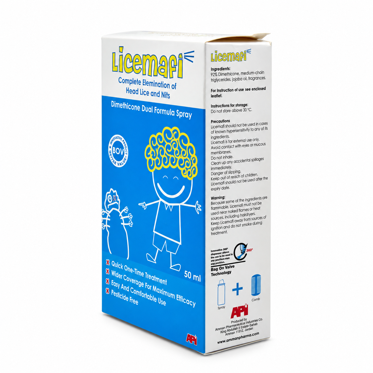 Licemafi Dimethicone Dual Formula Spray 92% 50 ml - لايس مافي بخاخ دايميثيكون بتركيبة مزدوجة ٩٢٪ ٥٠ مل