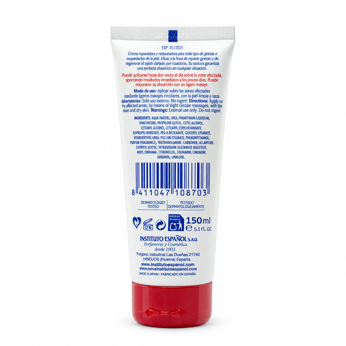 Instituto Español Urea 20% Advanced Repair Cream 150 ml - إنستيتوتو إسبانيول كريم الإصلاح المتقدم باليوريا ٢٠٪ بحجم ١٥٠ مل