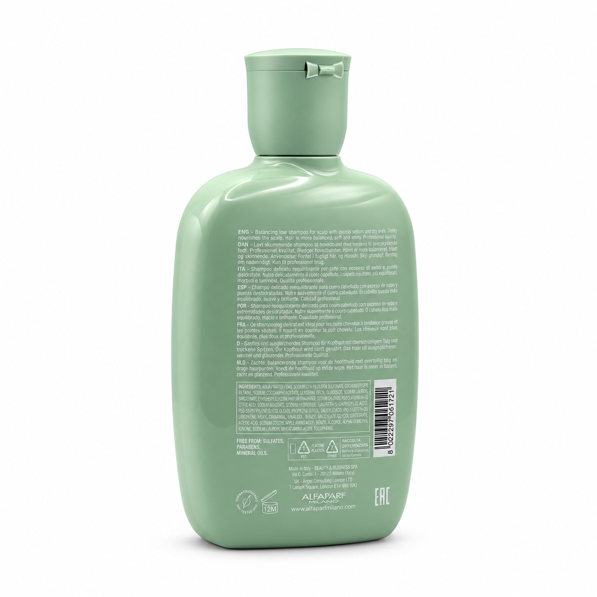 ALFAPARF MILANO PROFESSIONAL Semi di Lino Scalp Rebalance Balancing Low Shampoo 250 ml - ألفابارف ميلانو بروفيشنال سيمي دي لينو سكالب ريبالانس شامبو لطيف لتوازن فروة الرأس الدهنية ٢٥٠ مل