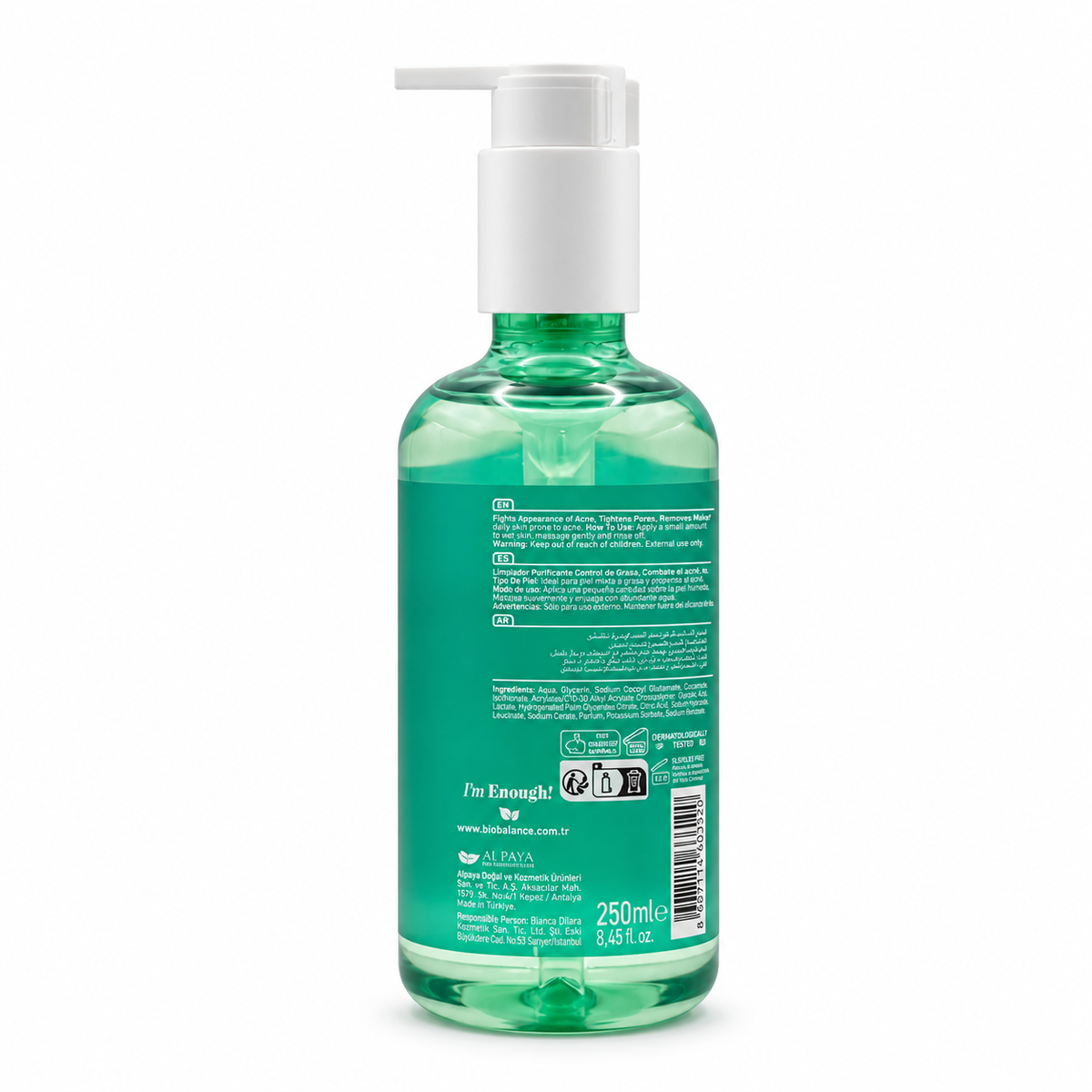 BIOBALANCE Hello Clean Acid Clarity Oil Control Face Wash 250 ml - بيوبالانس هيلو كلين أسيد كلاريتي غسول الوجه للتحكم بالدهون ٢٥٠ مل