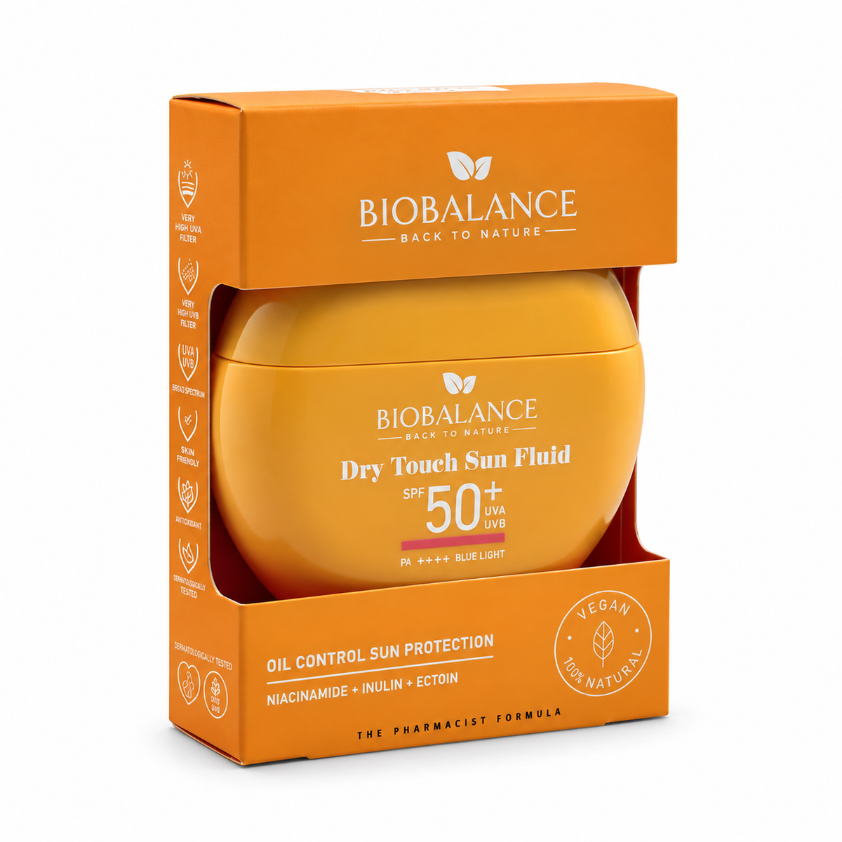 BIOBALANCE Dry Touch Sun Fluid SPF 50+ 40 ml - بيوبالانس دراي تاتش صن فلويد سائل واقي الشمس بملمس جاف بعامل حماية ٥٠+ ٤٠ مل
