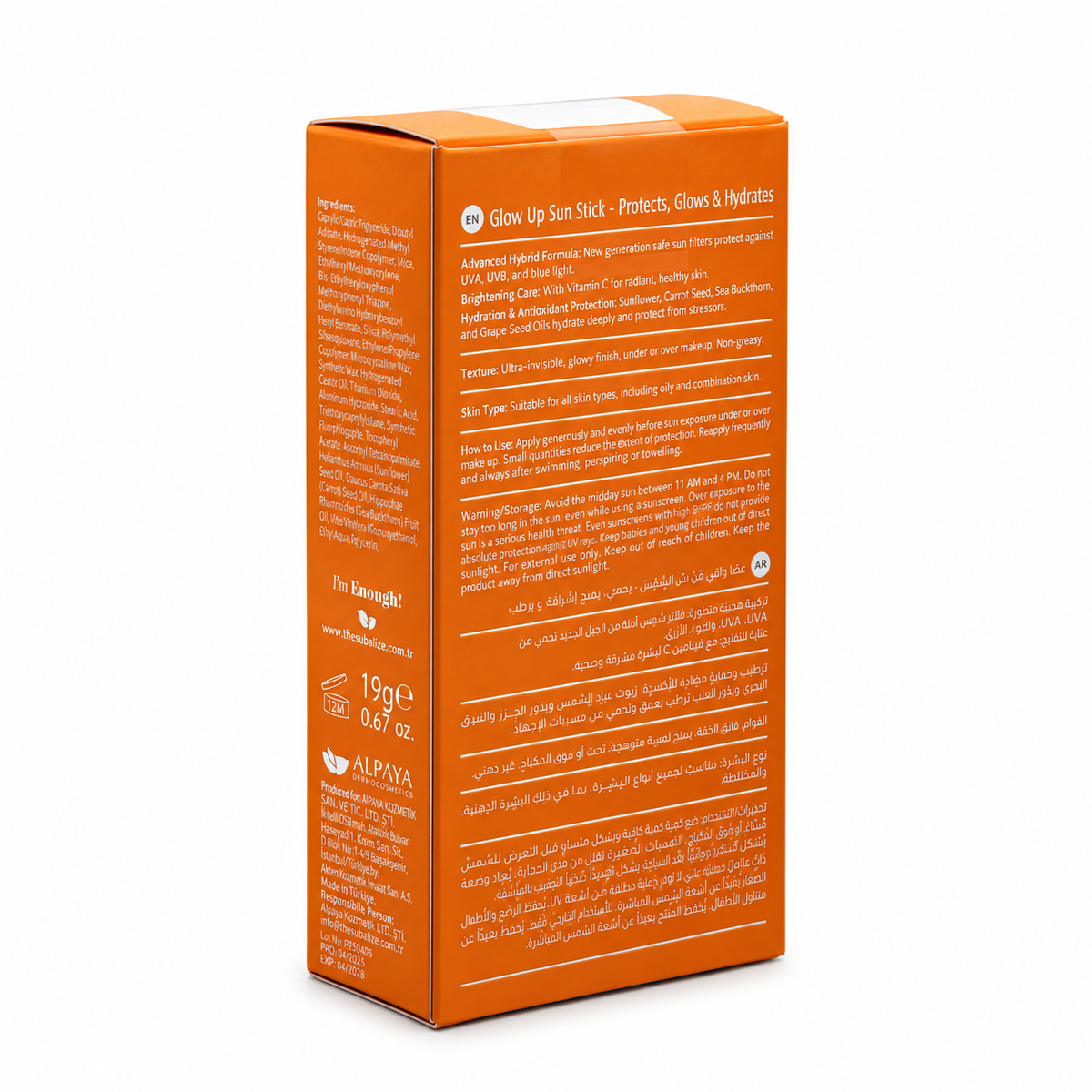 BIOBALANCE Glow Up Sun Stick SPF 50+  19 g - بيوبالانس جلو أب ستيك واقي الشمس بعامل حماية ٥٠+ ١٩ غم