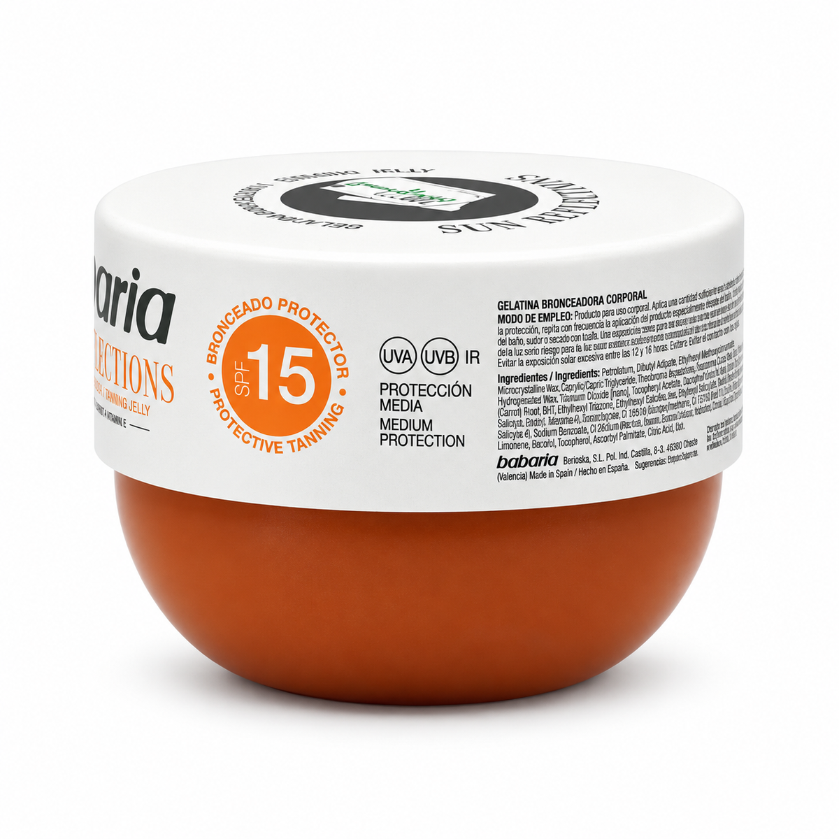 Babaria Sun Reflections Carrot & Vitamin E Tanning Jelly SPF 15 300 ml - باباريا صن ريفلكشنز جل التسمير بالجزر وفيتامين هـ بعامل حماية ١٥ ٣٠٠ مل