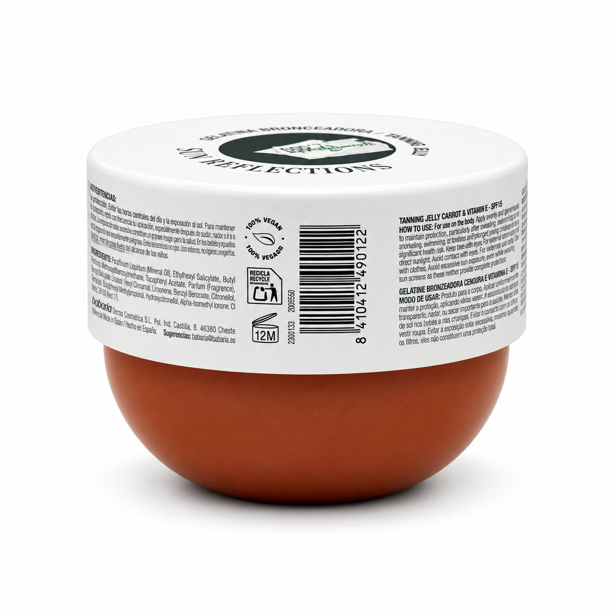 Babaria Sun Reflections Carrot & Vitamin E Tanning Jelly SPF 15 300 ml - باباريا صن ريفلكشنز جل التسمير بالجزر وفيتامين هـ بعامل حماية ١٥ ٣٠٠ مل