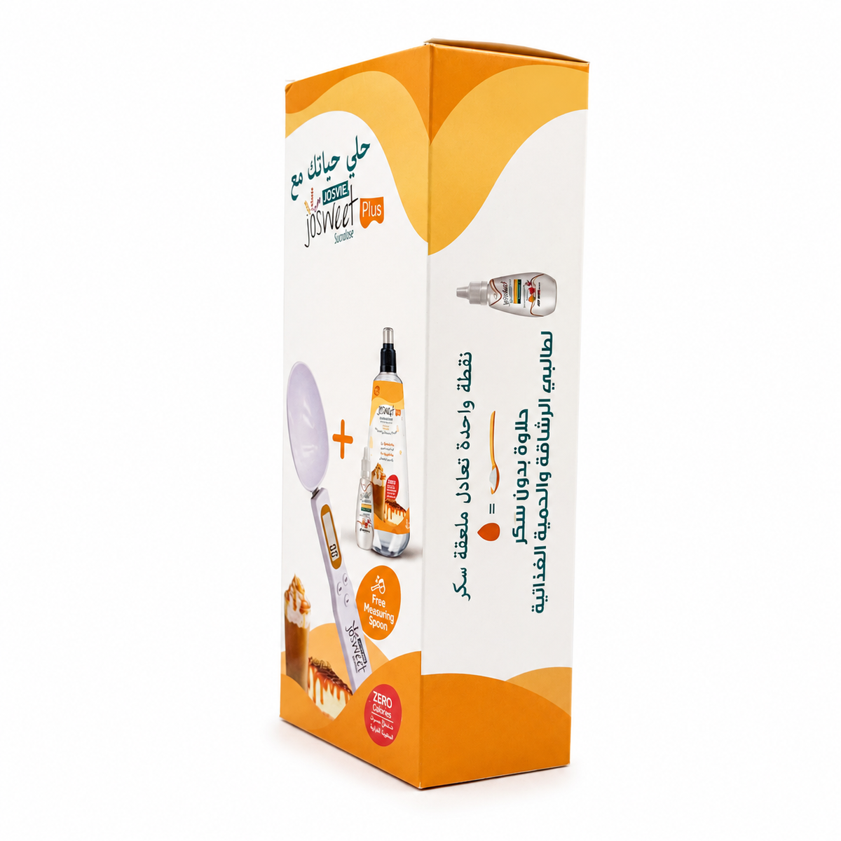 Josweet Plus Sugar Free Sweetener Syrup 250 ml with Free Measuring Spoon -شراب جوسويت بلس المُحلّي الخالي من السكر ٢٥٠ مل مع ملعقة قياس مجانية