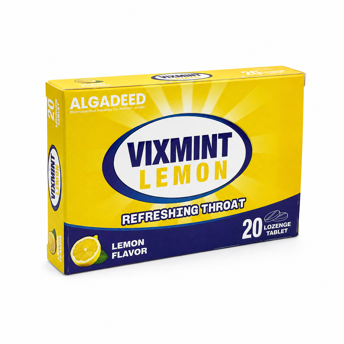 ALGADEED VIX MINT Lemon Refreshing Throat 20 Lozenges - الجديد فيكس مينت أقراص استحلاب منعشة للحلق بنكهة الليمون ٢٠ قرصًا
