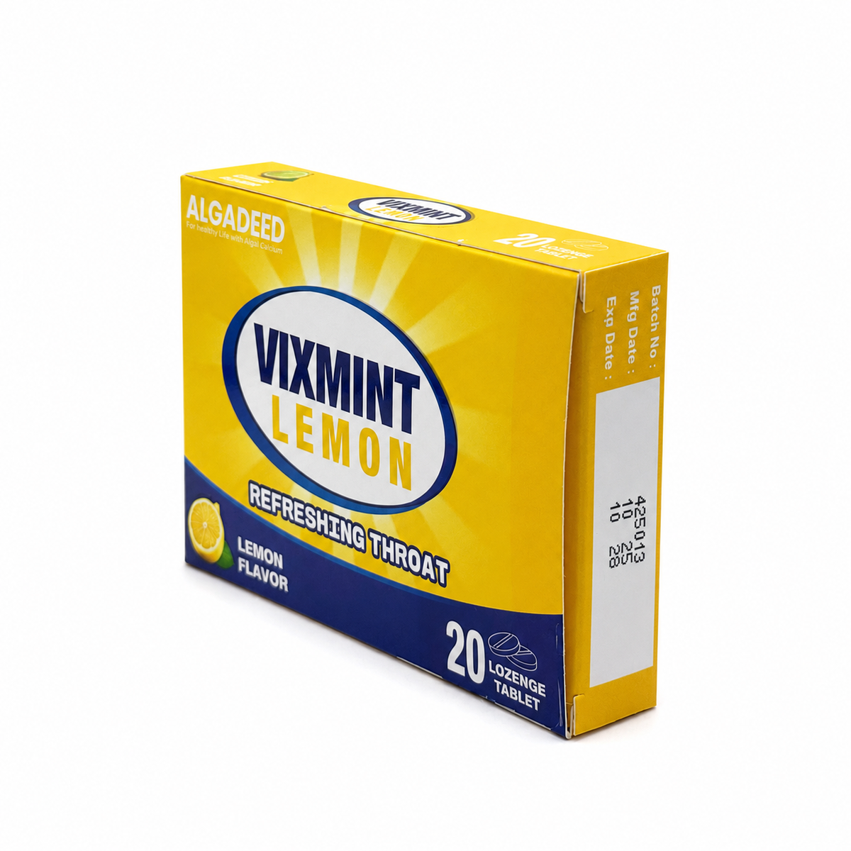 ALGADEED VIX MINT Lemon Refreshing Throat 20 Lozenges - الجديد فيكس مينت أقراص استحلاب منعشة للحلق بنكهة الليمون ٢٠ قرصًا
