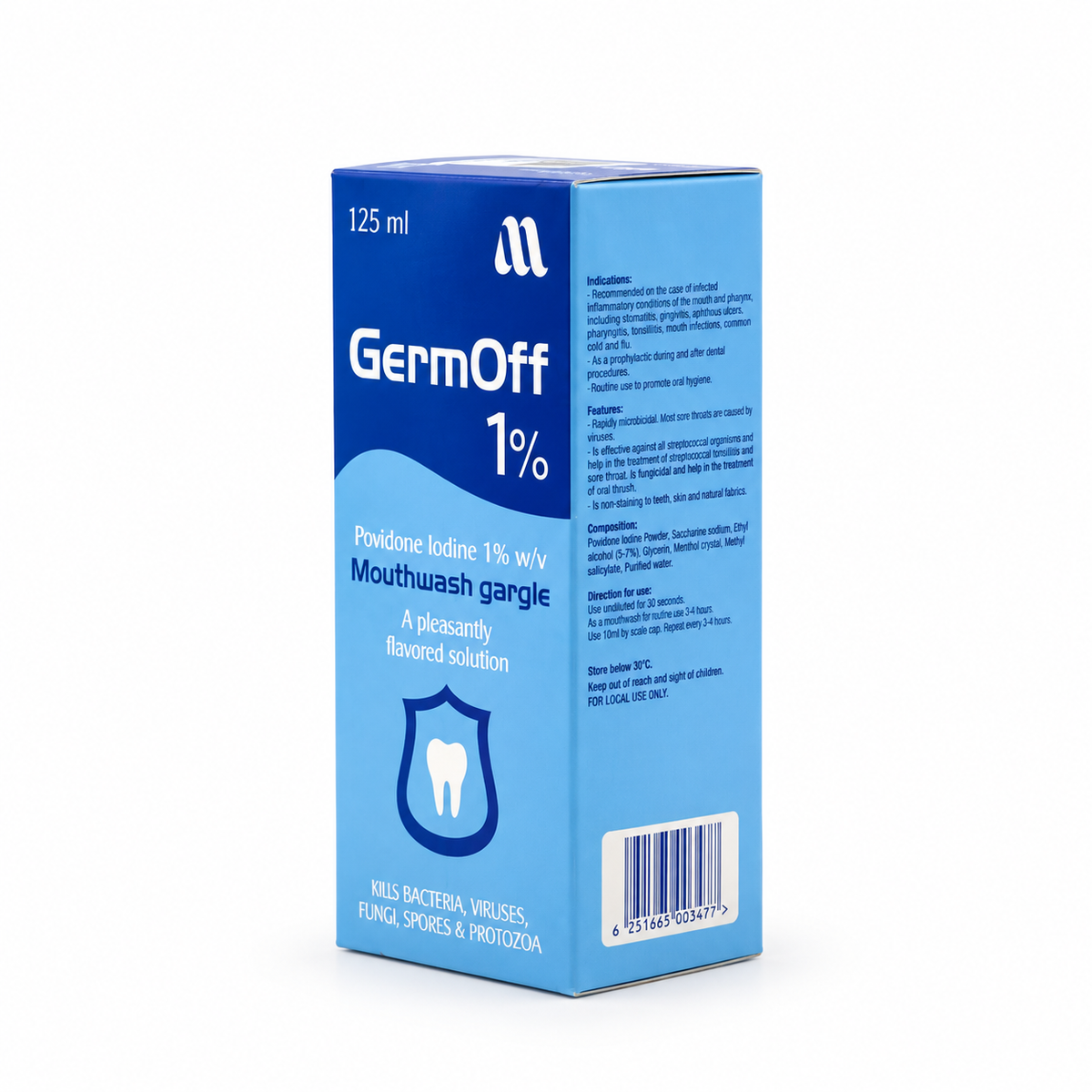 Germ Off Povidone Iodine 1% Mouthwash Gargle 125 ml- جيرم أوف بوفيدون اليود ١٪ غسول الفم والغرغرة ١٢٥ مل
