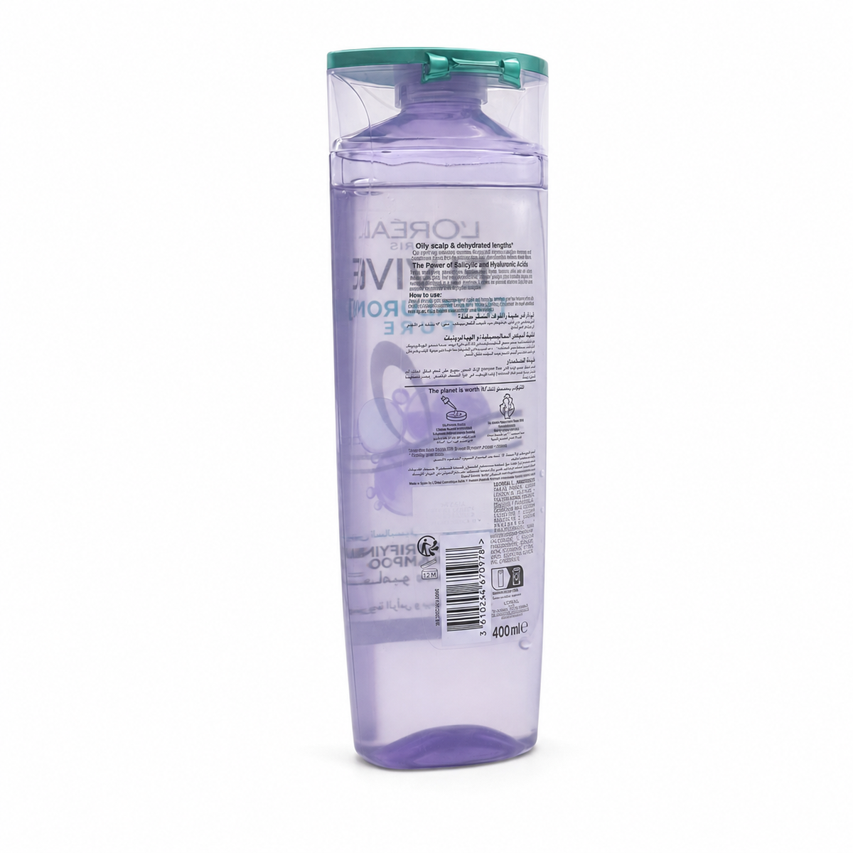 L'Oréal Paris Elvive Hyaluron + Pure 72H Purifying Shampoo 400 ml - شامبو لوريال باريس إلفيف هيالورون وبيور المنقي لمدة ٧٢ ساعة ٤٠٠ مل