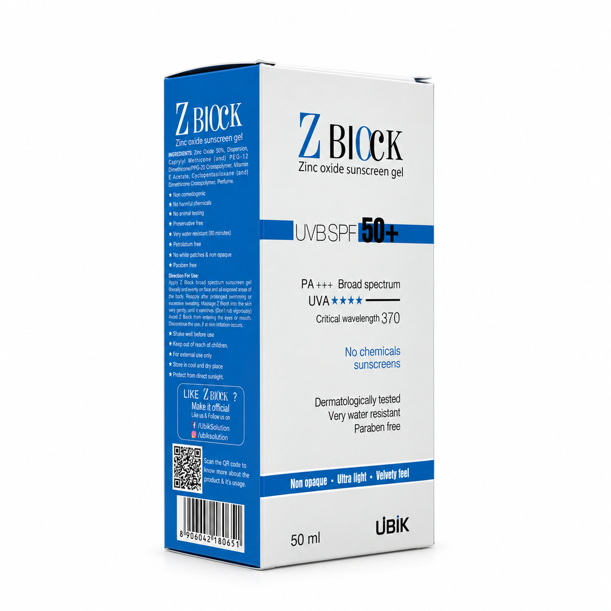 Z Block Sunscreen Gel SPF50+ 50ml - زد بلوك جل واقي شمس SPF50+ 50 مل
