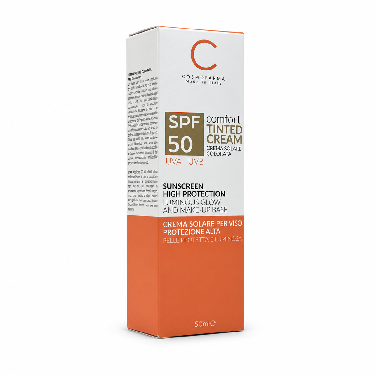 Cosmo Farma Comfort SPF 50 Sunblock Tinted Cream 50ml - كوزمو فارما كومفورت واقي شمس ملون SPF 50 كريم 50 مل