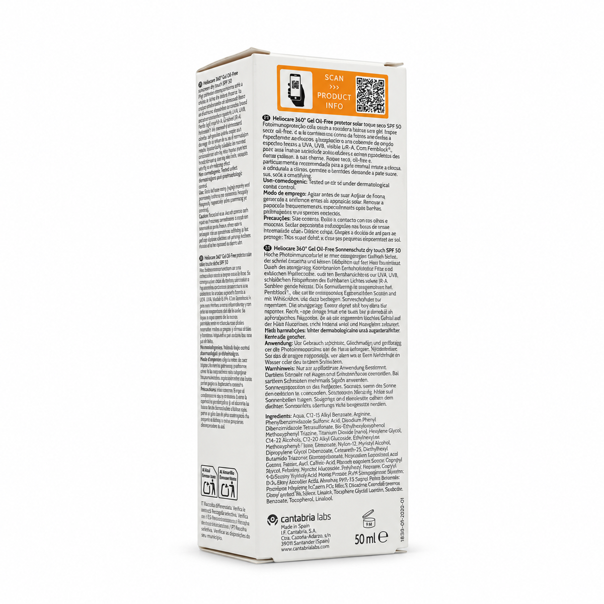 Cantabria Labs Heliocare 360º Gel Oil-Free SPF 50 50ml - كانتابريا لابز هيليوكير 360 جل خالي من الزيوت SPF 50 50 مل