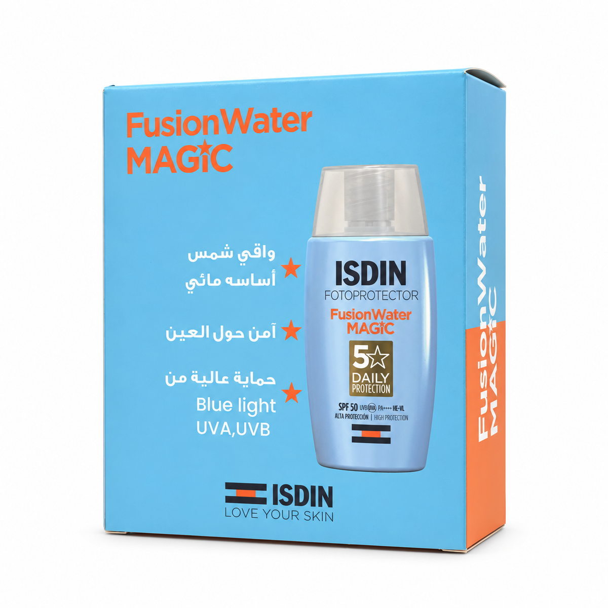 ISDIN Fotoprotector Fusion Water SPF 50 PA+++ 50ml + ISDIN Micellar Solution 400ml - ايزدين فوتوبروتكتور فيوجن ووتر SPF 50 PA+++ 50 مل + ايزدين محلول ميسيلار 400 مل