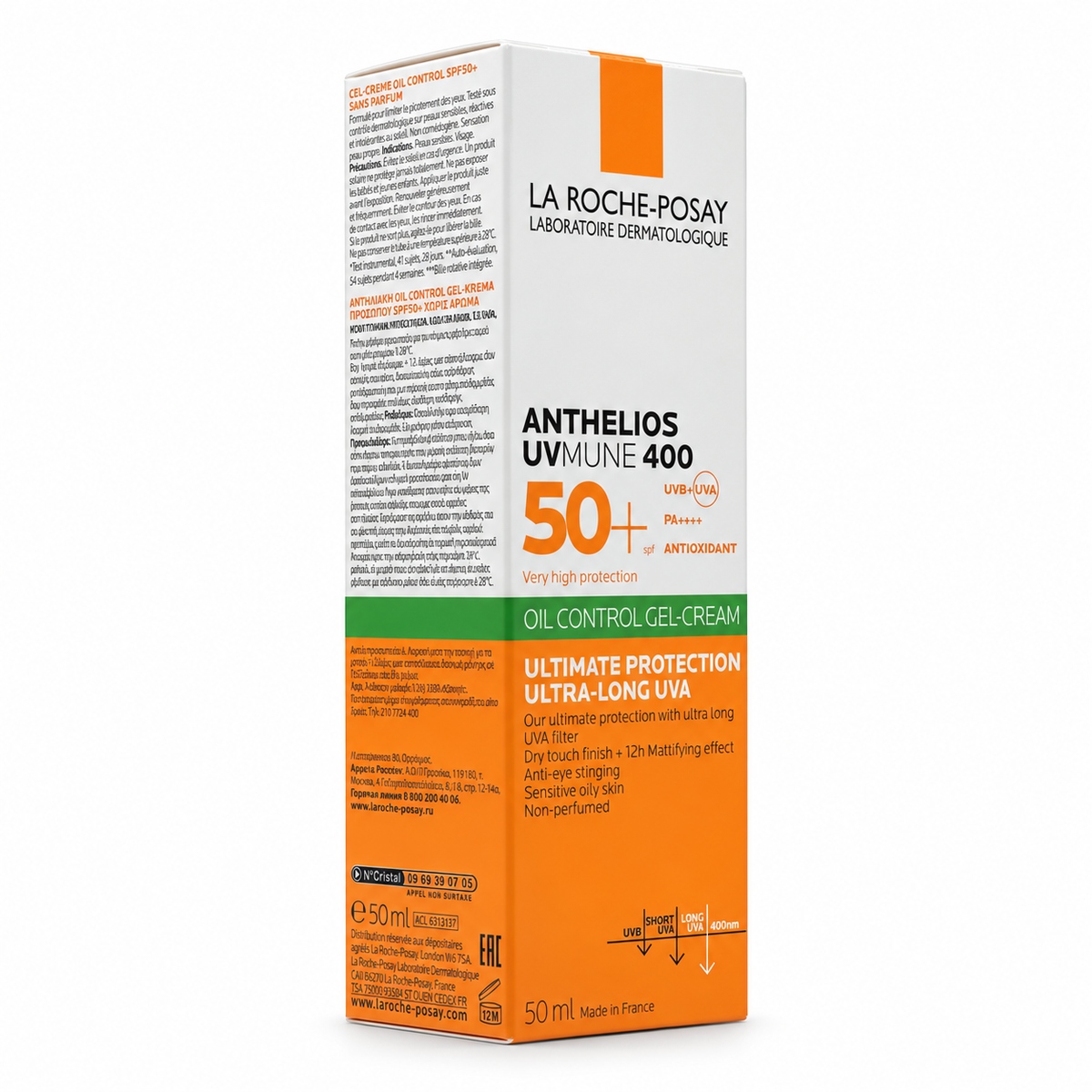 La Roche-Posay Anthelios UVMUNE 400 Oil Control Gel-Cream SPF 50+ 50ml - لاروش بوزيه أنثيليوس يوفي ميون 400 جل كريم للتحكم بالزيوت SPF 50+ 50 مل