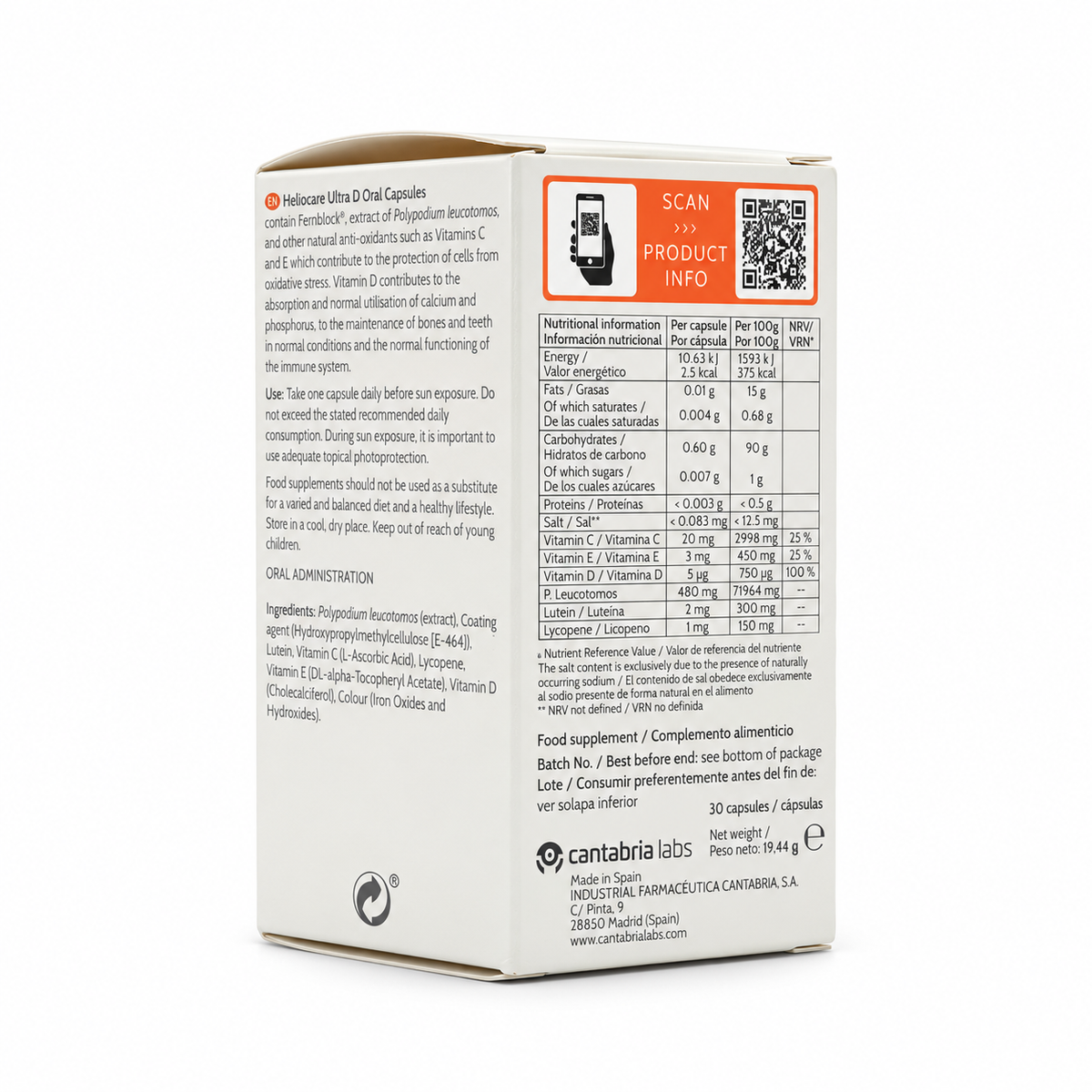 Cantabria Labs Heliocare Capsules Ultra D 30 Capsules - كانتاربريا لابز هيليوكير كبسولات ألترا دي 30 كبسولة