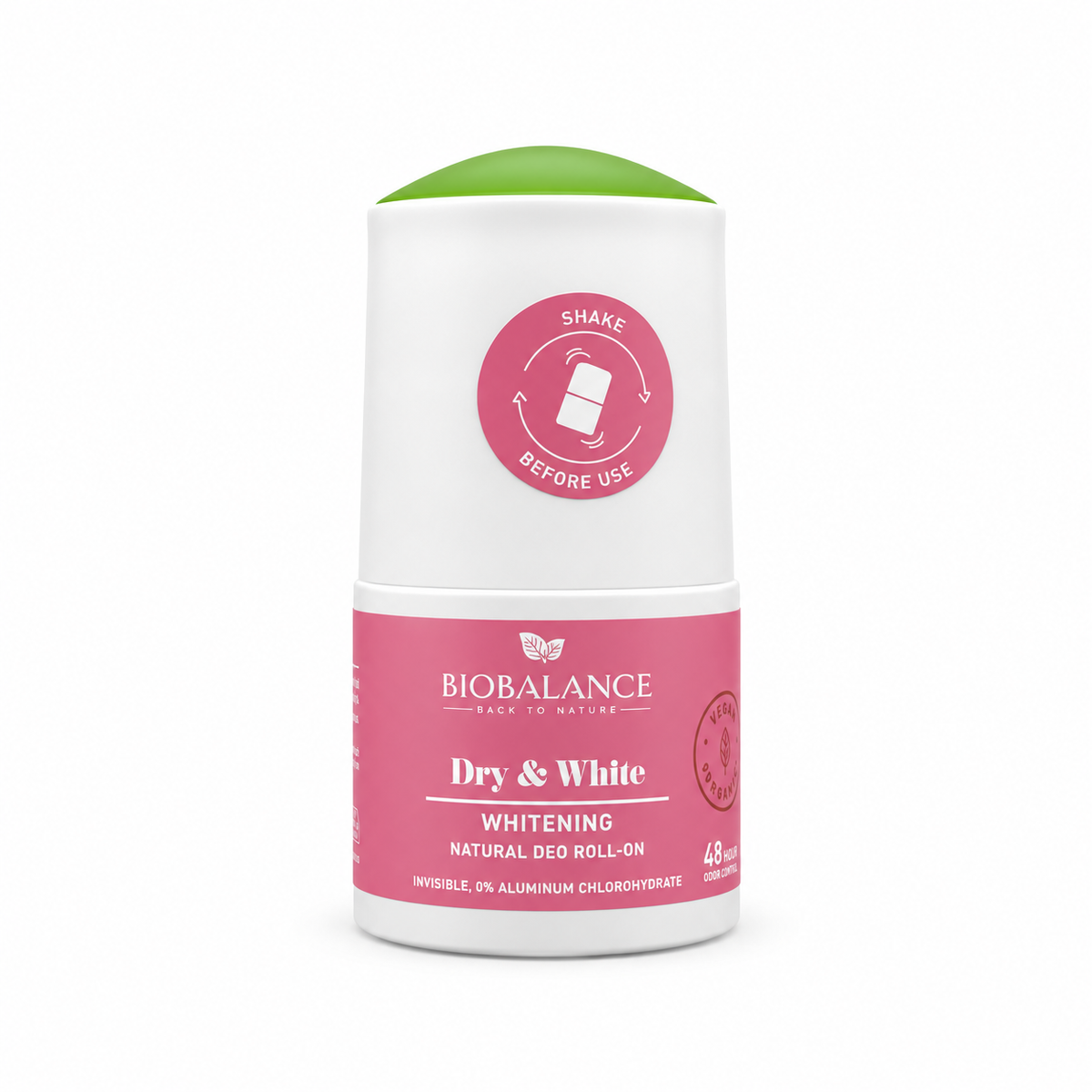 Bio Balance Dry And White Whitening Deo Roll On 48H 50ml - مزيل عرق بيو بالانس دراي اند وايت للتفتيح رول اون 48 ساعة 50 مل