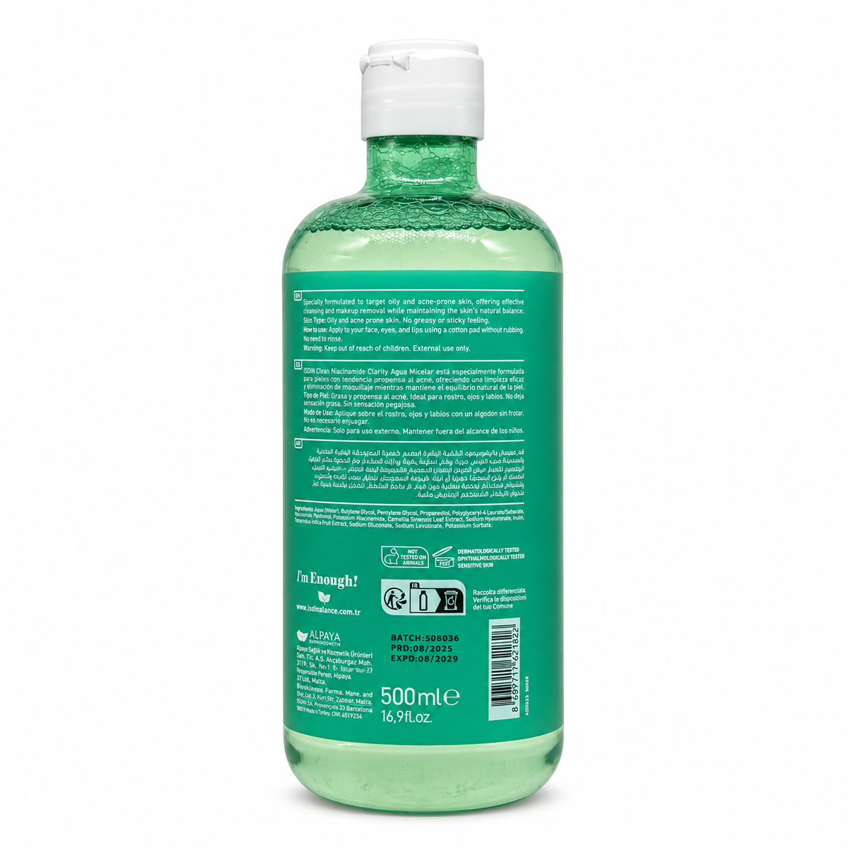 BIOBALANCE Hello Clean Niacinamide Clarity Micellar Water 500 ml - بيوبالانس ماء ميسيلار نياسيناميد كلاريتي 500 مل
