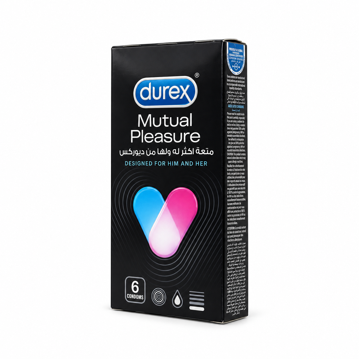 Durex Mutual Pleasure 6 Condom Large - واقي ذكري ديوركس ميوتشوال بليجر 6 قطع مقاس كبير