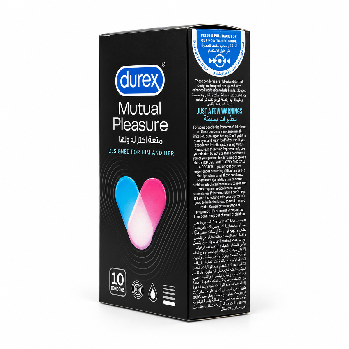 Durex Mutual Pleasure 10 Condom Large - واقي ذكري ديوركس ميوتشوال بليجر 10 قطع مقاس كبير