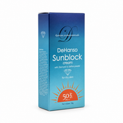 Dehanso Sunblock Cream With Diamond & Saffire Powder For Dry Skin 50 G - كريم ديهانسو الواقي من الشمس مع بودرة الألماس والياقوت للبشرة الجافة 50 جم