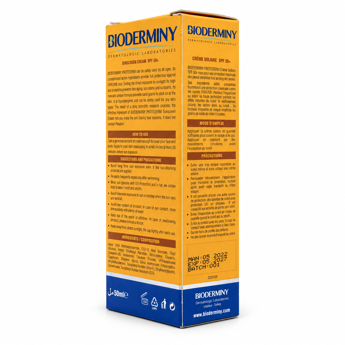 BIODERMINY PROTEDERM SUNSCREEN CREAM SPF 50+ 50ml - بيوديرميني بروتيديرم كريم واقي شمس SPF 50+ 50مل