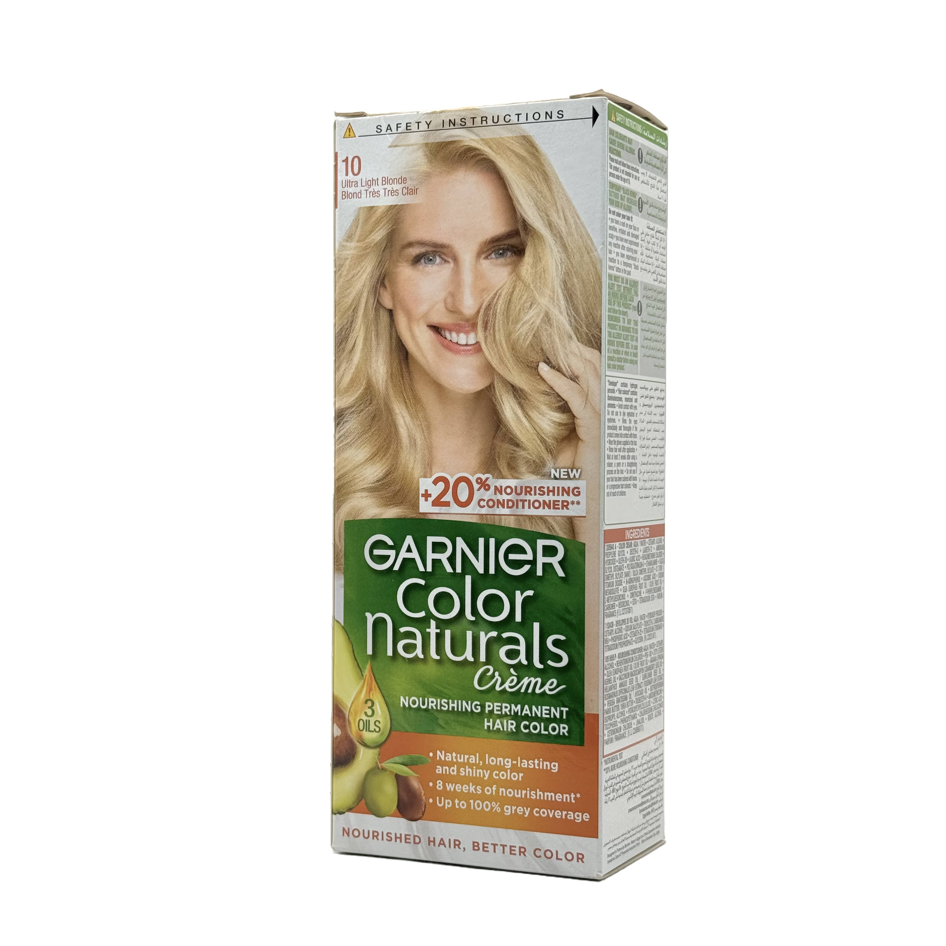 Garnier Color Naturals 10.0 Ultra Light Blonde Permanent Hair Color Cream - غارنييه كولور ناتشورلز 10.0 أشقر فائق الفتح كريم صبغة شعر دائمة