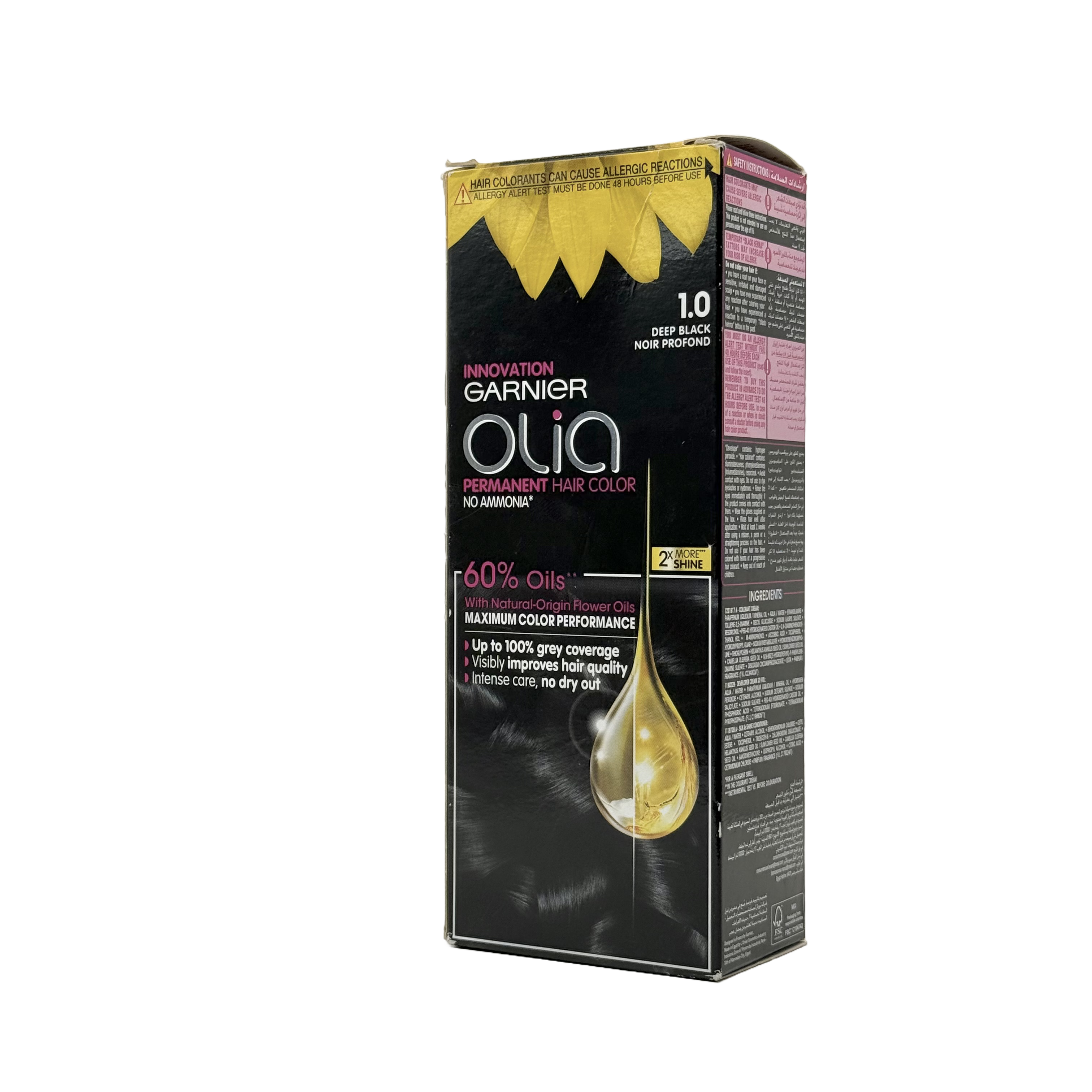 Olia by Garnier 1.0 Deep Black No Ammonia Permanent Hair Color - أوليا من غارنييه 1.0 أسود داكن صبغة شعر دائمة بدون أمونيا