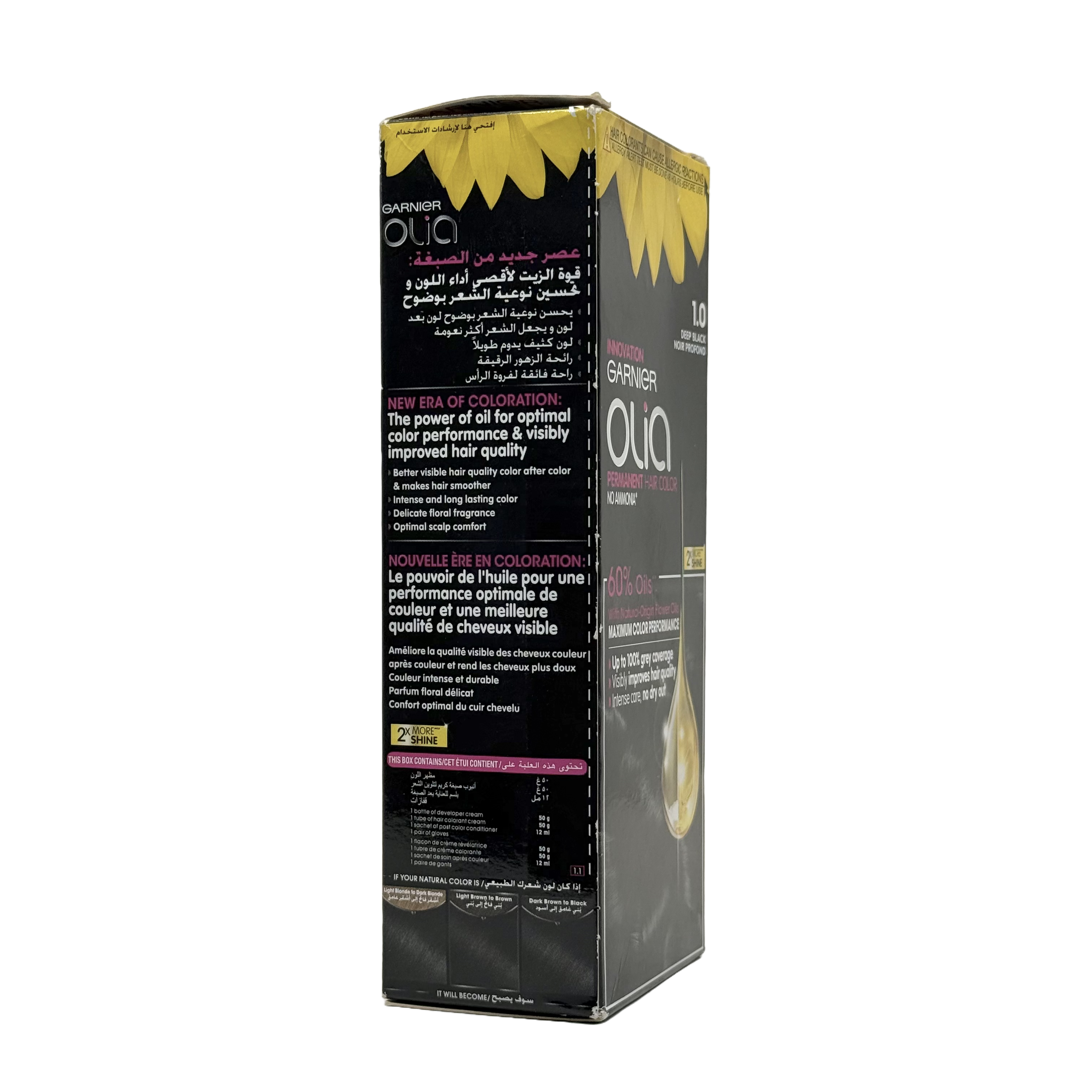 Olia by Garnier 1.0 Deep Black No Ammonia Permanent Hair Color - أوليا من غارنييه 1.0 أسود داكن صبغة شعر دائمة بدون أمونيا