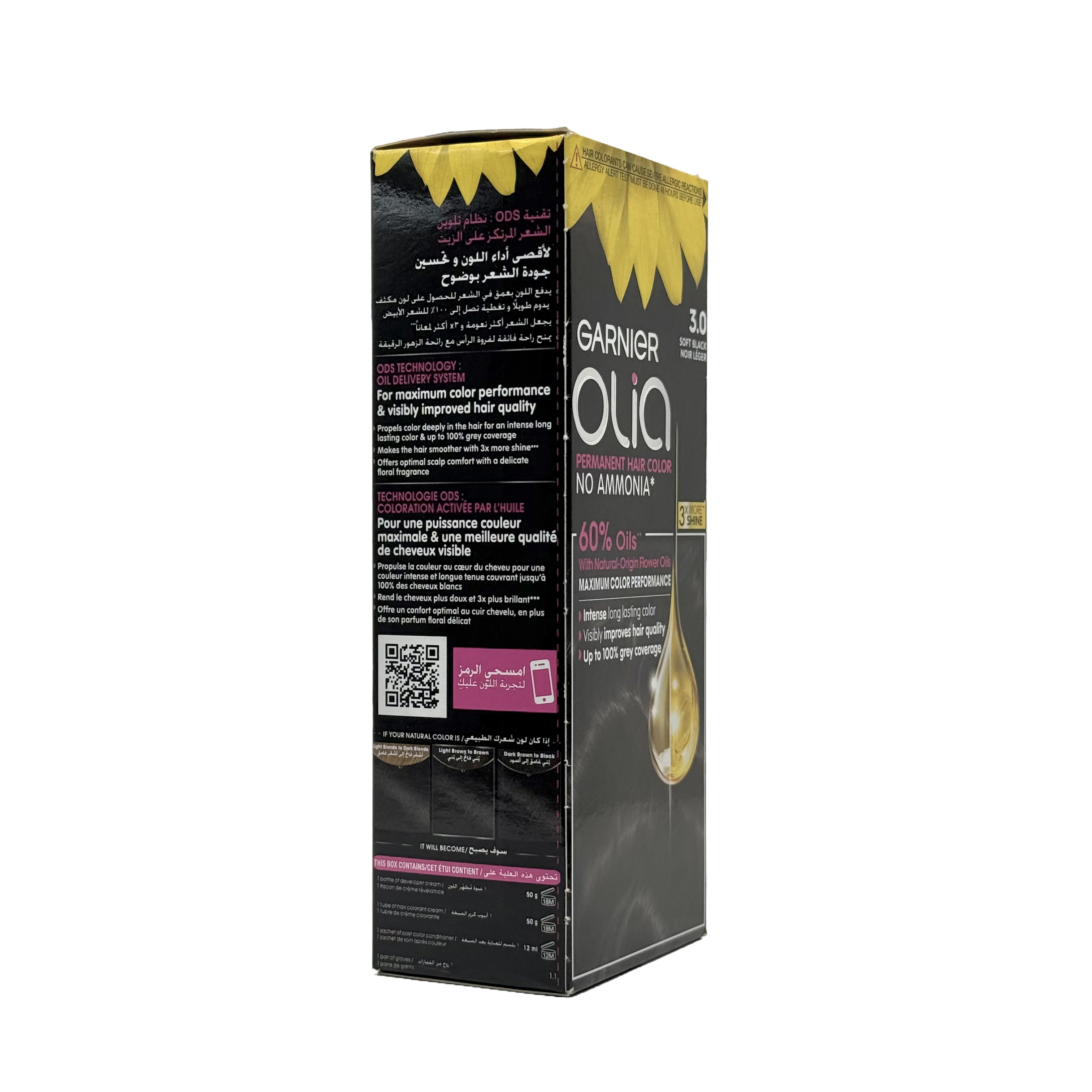 Olia by Garnier 3.0 Soft Black No Ammonia Permanent Hair Color - أوليا من غارنييه 3.0 أسود ناعم صبغة شعر دائمة بدون أمونيا