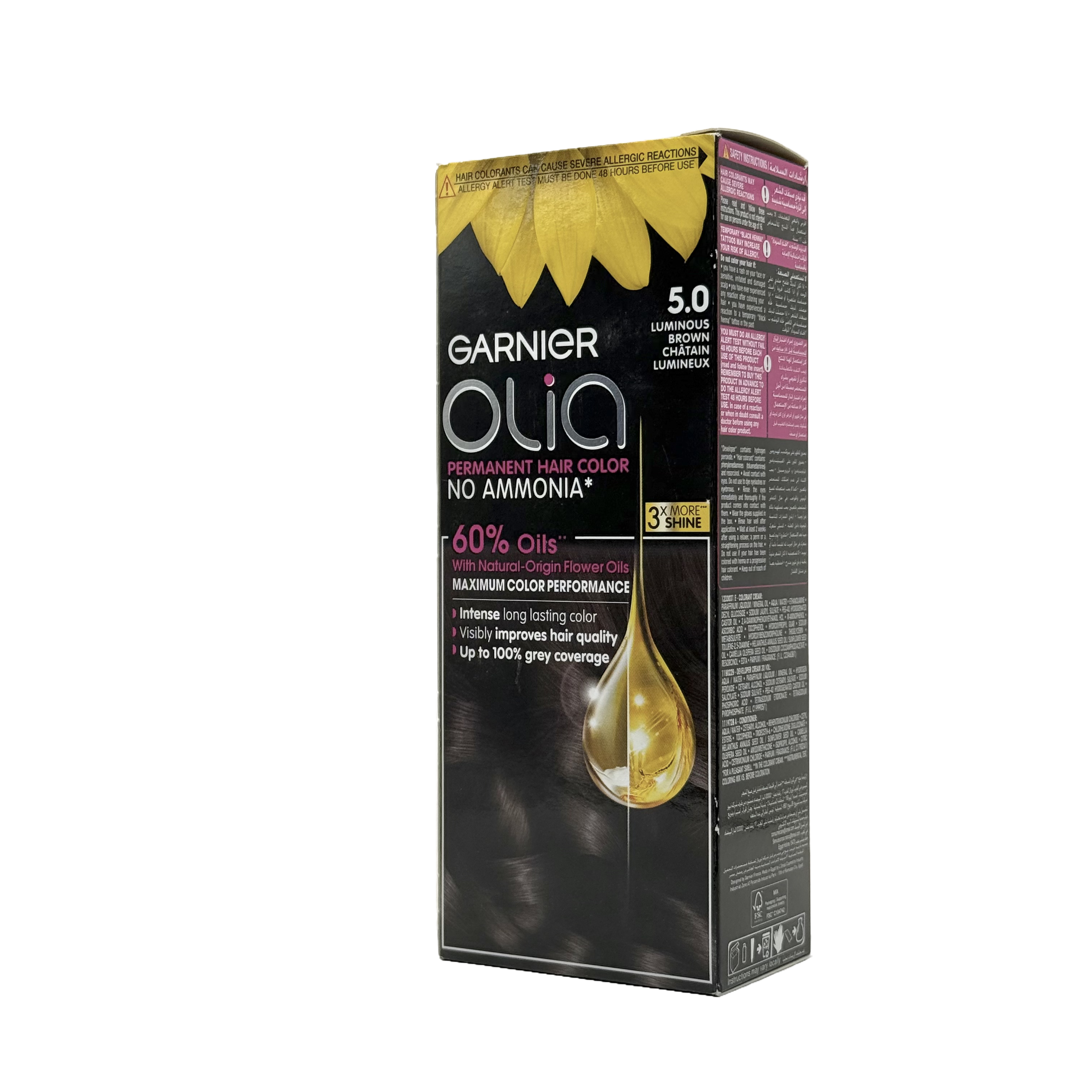 Olia by Garnier 5.0 Luminous Brown No Ammonia Permanent Hair Color - أوليا من غارنييه 5.0 بني لامع صبغة شعر دائمة بدون أمونيا