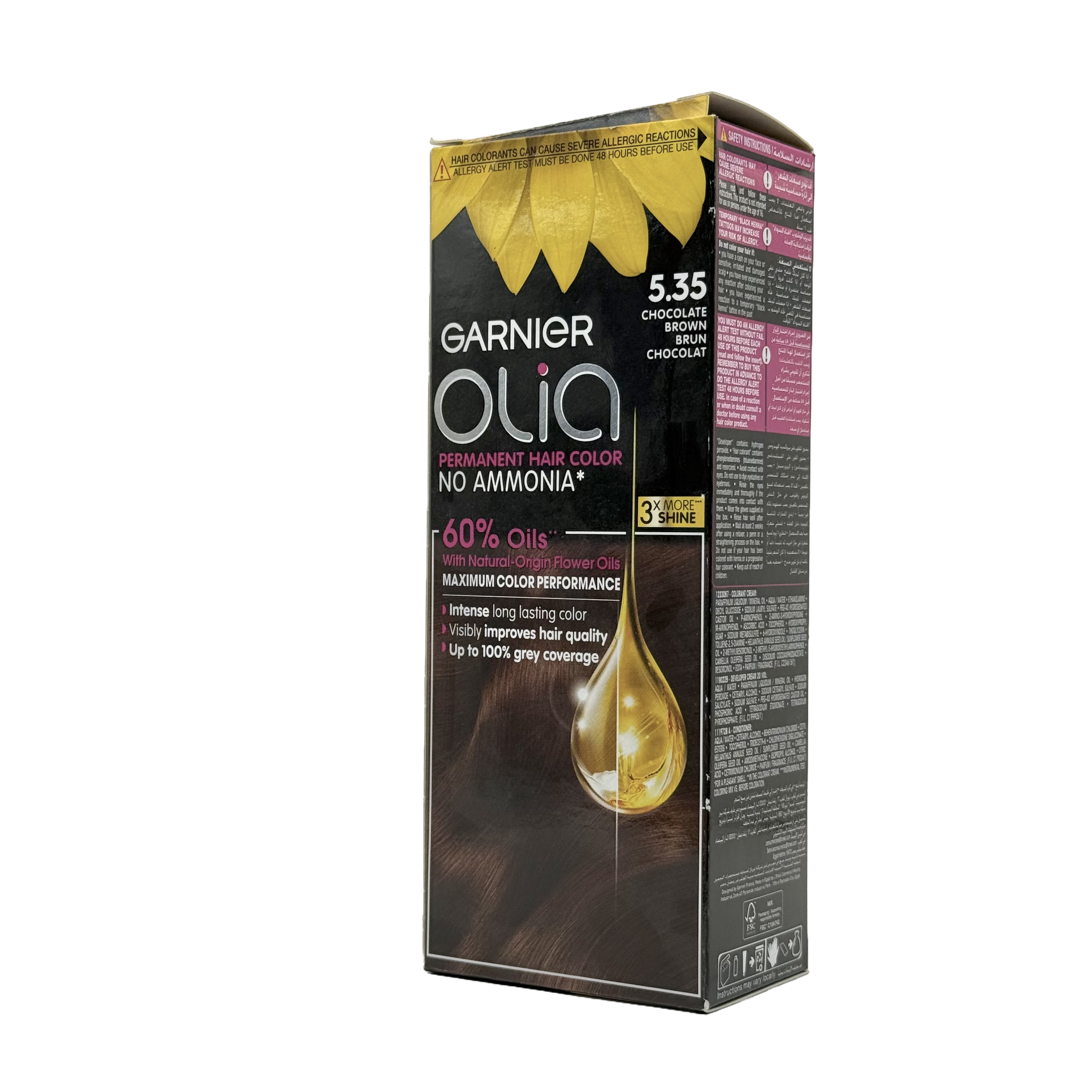 Olia by Garnier 5.35 Chocolate Brown No Ammonia Permanent Hair Color - أوليا من غارنييه 5.35 بني شوكولاتة صبغة شعر دائمة بدون أمونيا